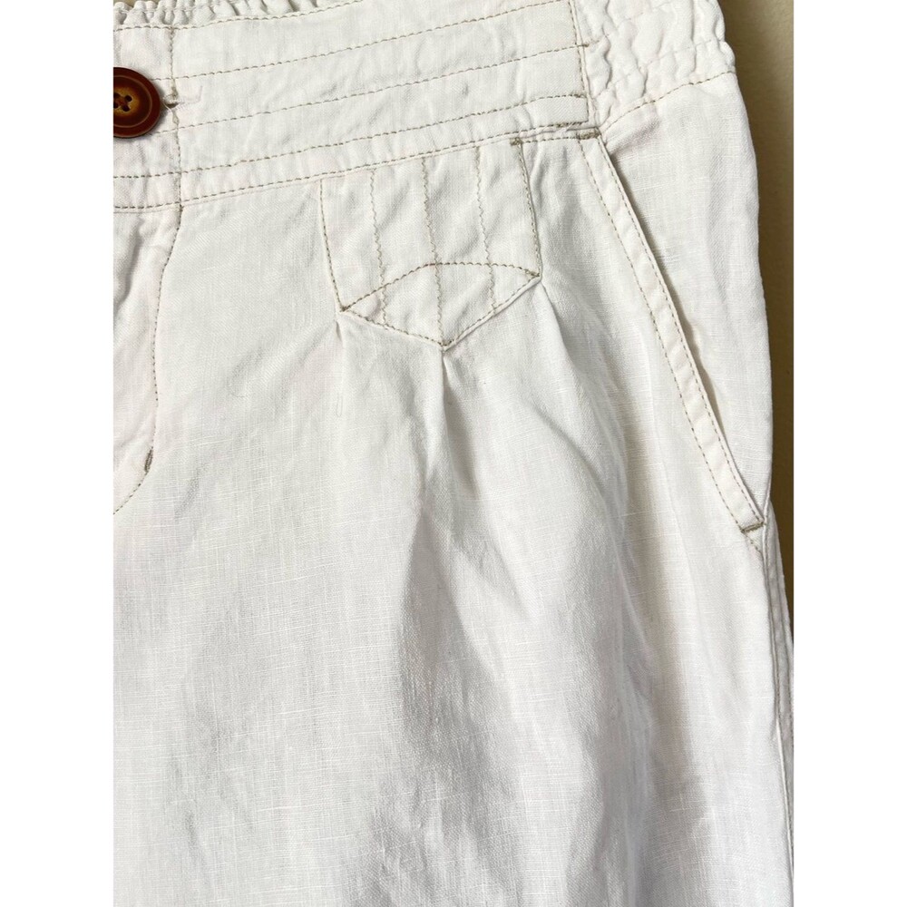 Athleta Linen Wide Leg White Elastic Inside Drawstring Waist Pants Resort SZ L - Picture 4 of 16